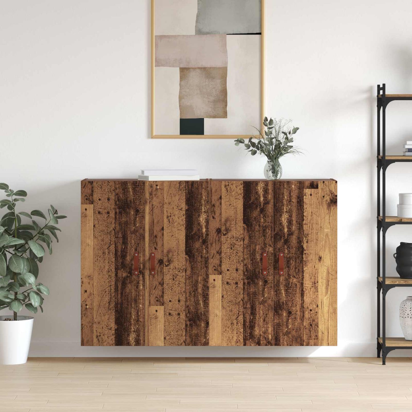 Wall-Mounted Cabinet 2 pcs Old Wood 69.5 x 34 x 90 cm