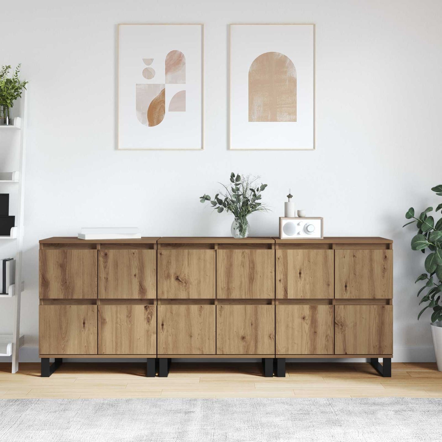 Sideboard 3 pcs Artisan Oak 60 x 35 x 70 cm