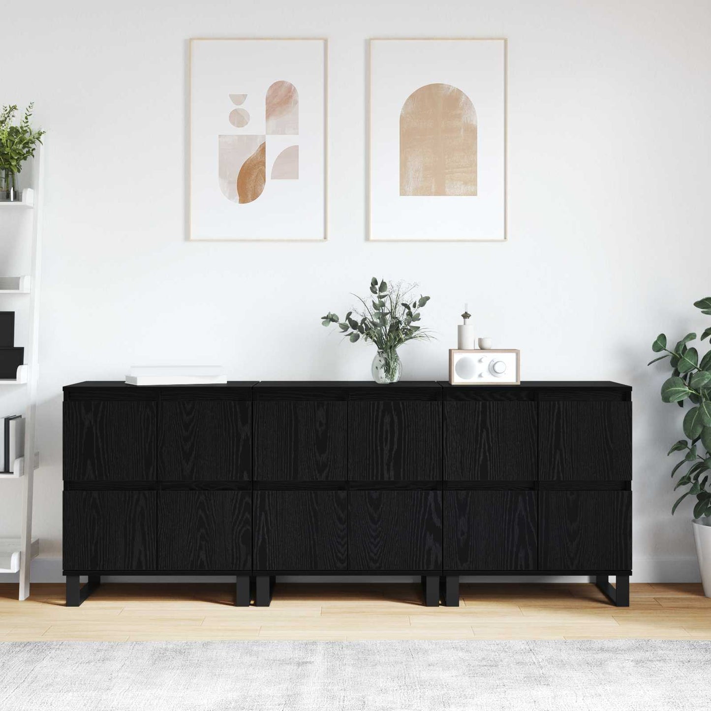 Sideboard 3 pcs Black Oak 60 x 35 x 70 cm