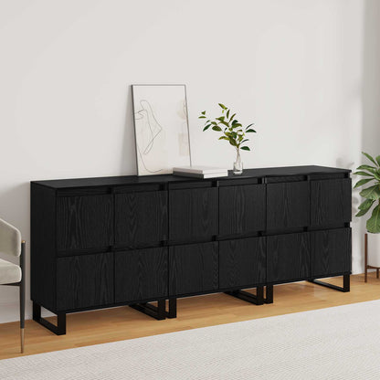 Sideboard 3 pcs Black Oak 60 x 35 x 70 cm