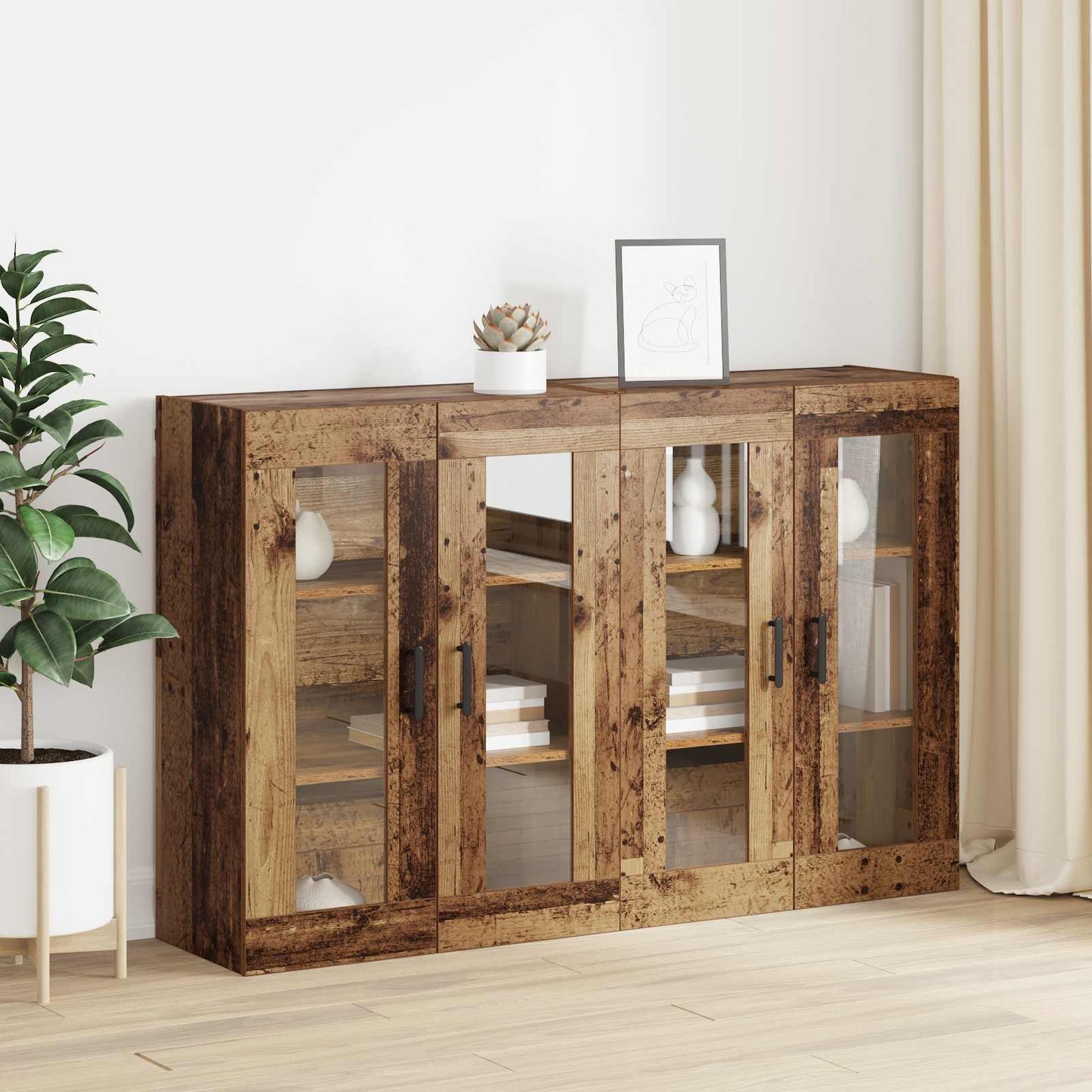 Wall Mounted Cabinets 2 pcs Old wood 69.5 x 34 x 90 cm