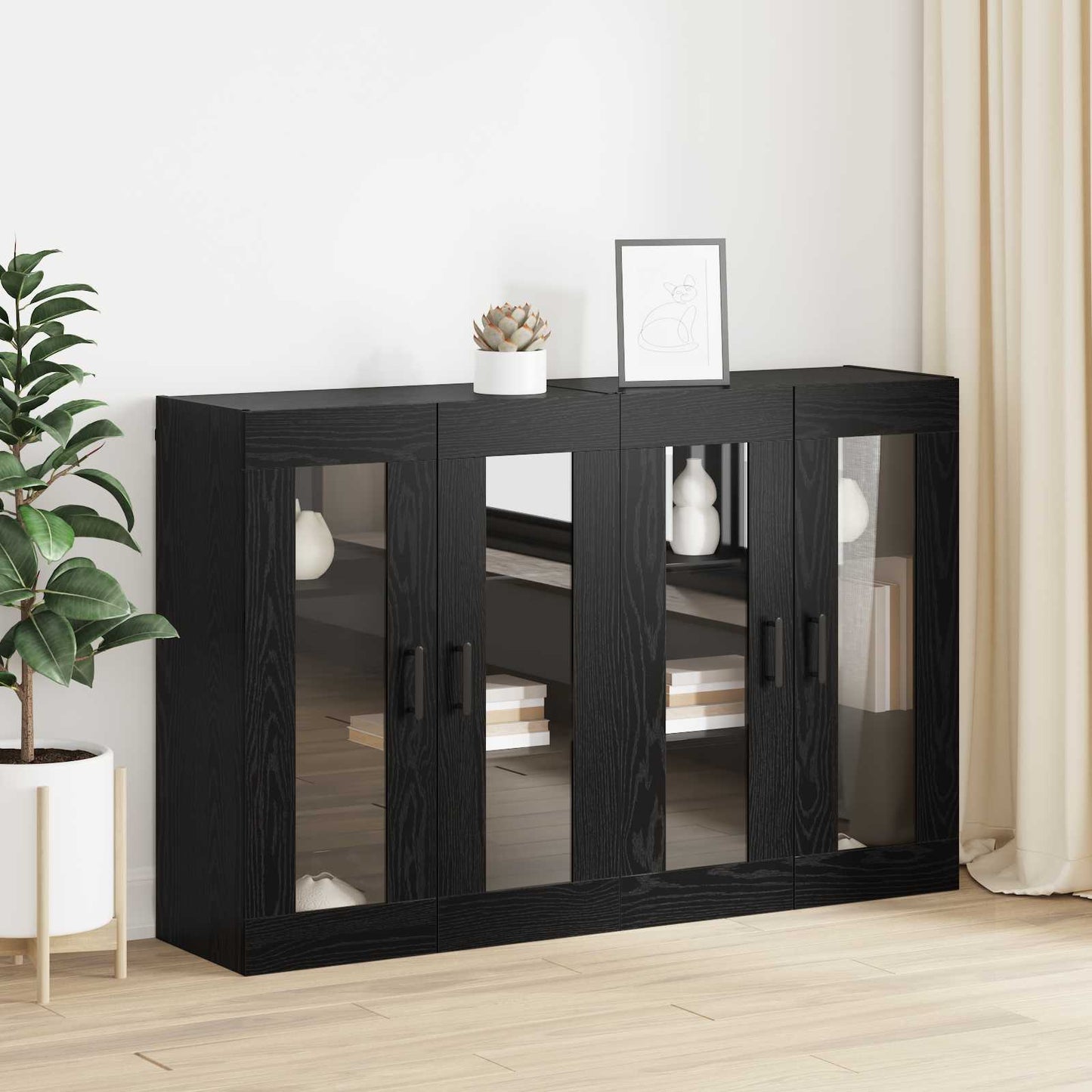 Wall Mounted Cabinets 2 pcs Black oak 69.5 x 34 x 90 cm