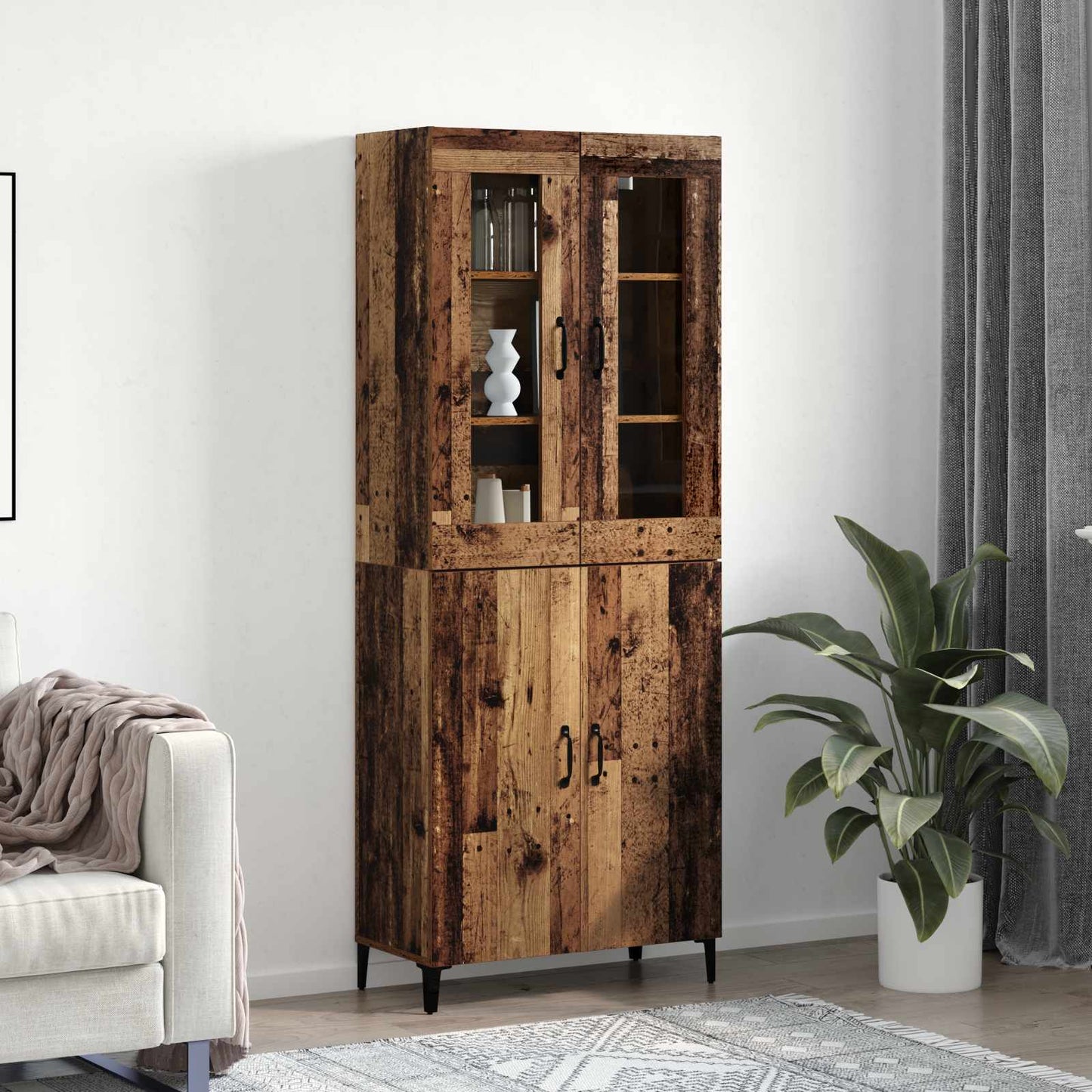 Highboard 2 pcs Old wood 69.5 x 34 x 180 cm Engineered Wood