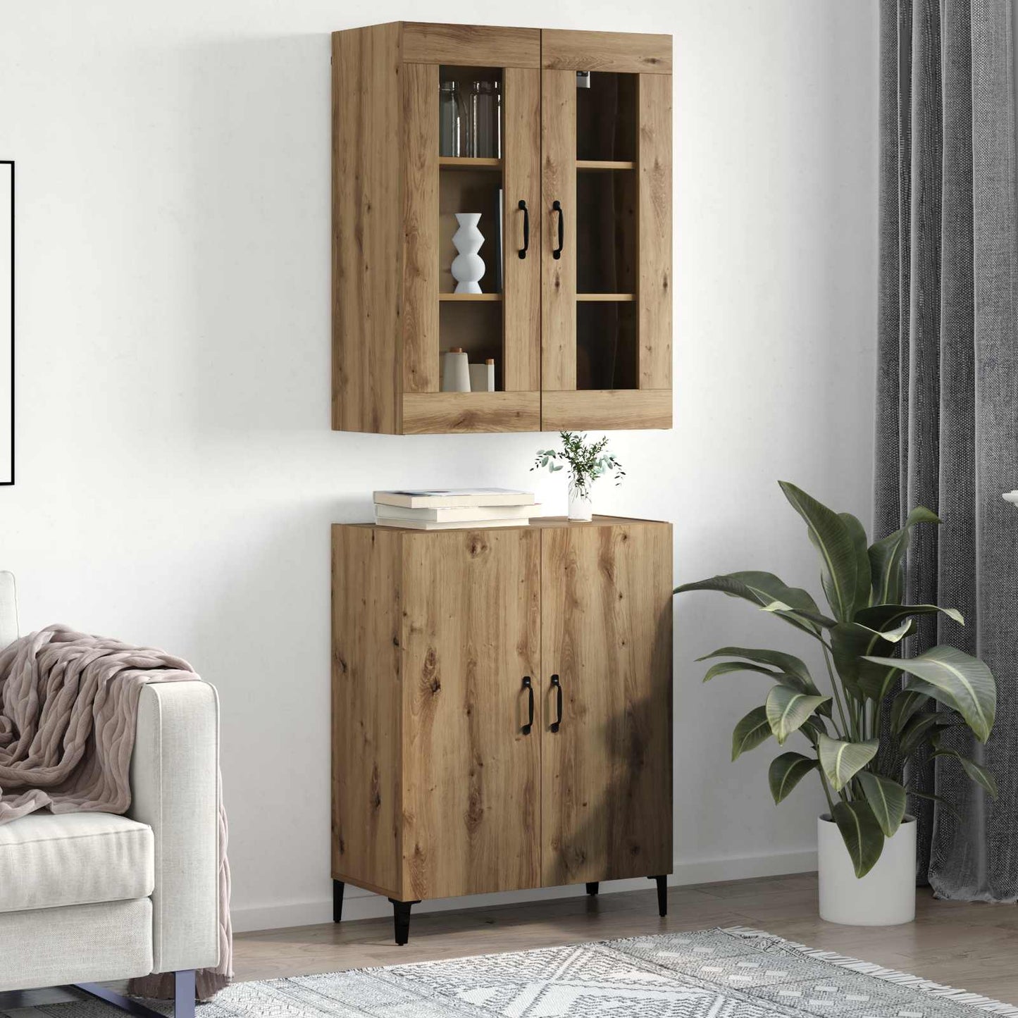 Highboard 2 pcs Artisan Oak 69.5 x 34 x 180 cm Engineered Wood