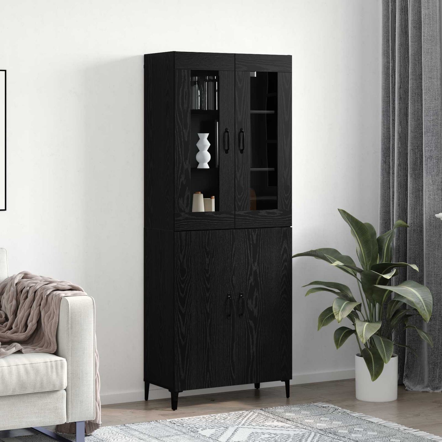 Highboard 2 pcs Black Oak 69.5 x 34 x 180 cm Engineered Wood