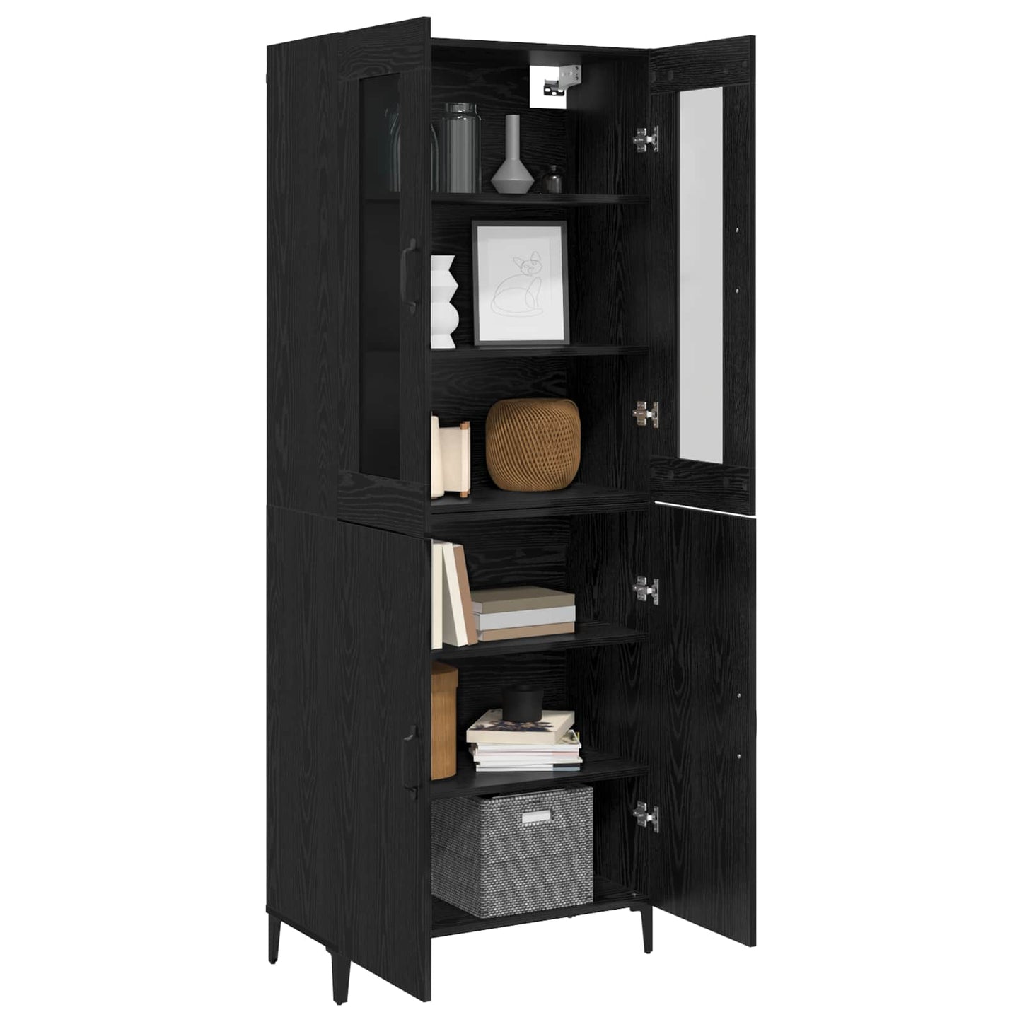 Highboard 2 pcs Black Oak 69.5 x 34 x 180 cm Engineered Wood