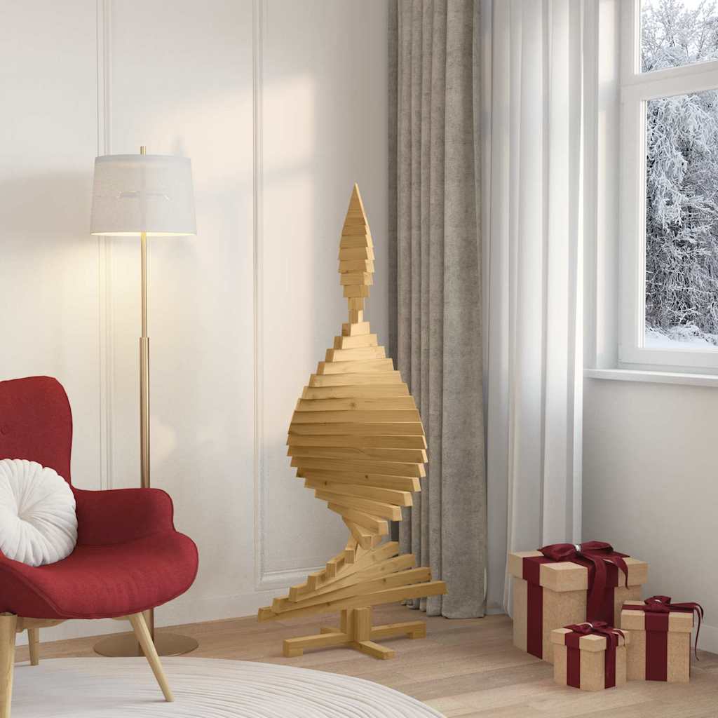 Wooden Christmas Tree KOTKA 150 cm Solid Pine Wood Brown