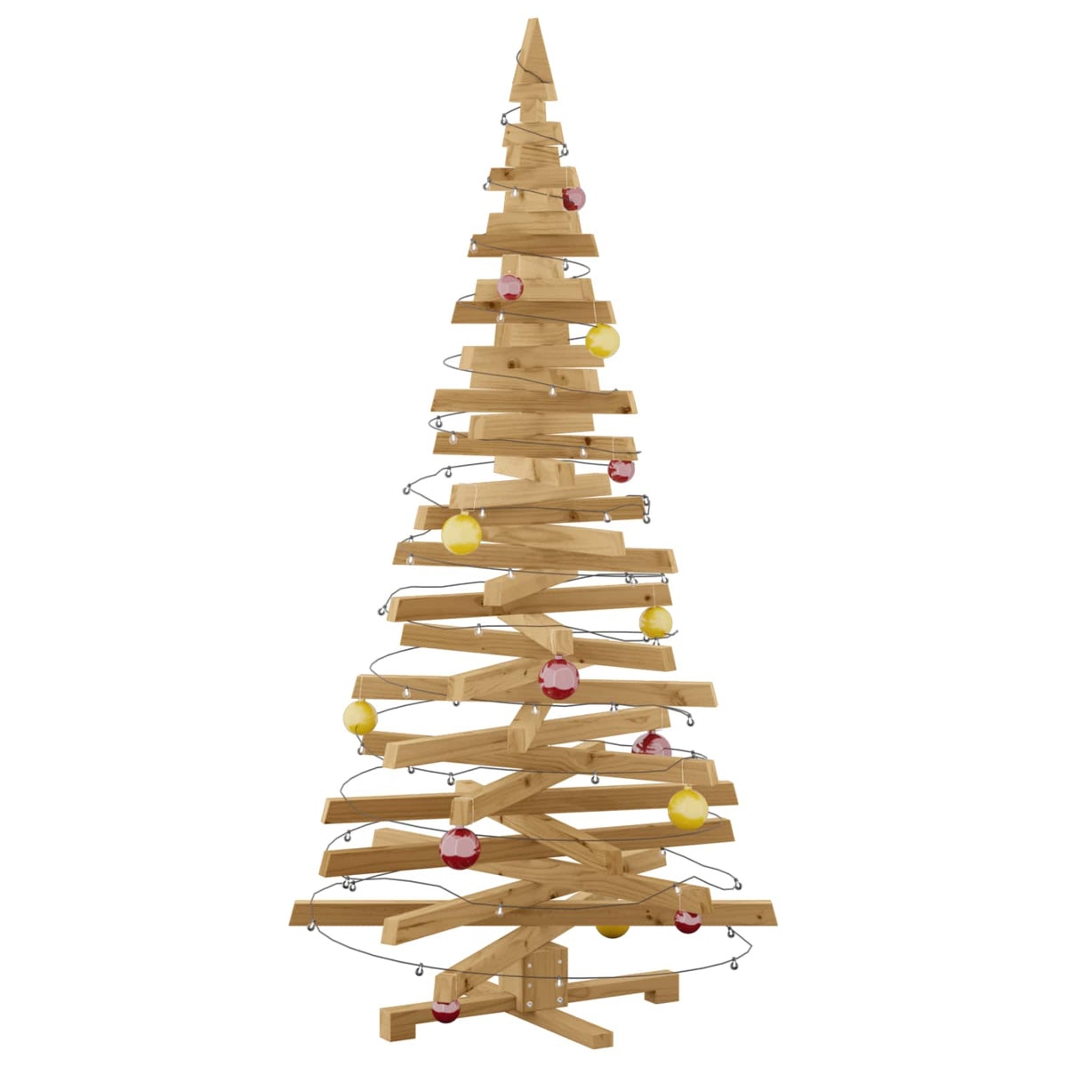 Wooden Christmas Tree KOTKA 180 cm Solid Pine Wood Brown