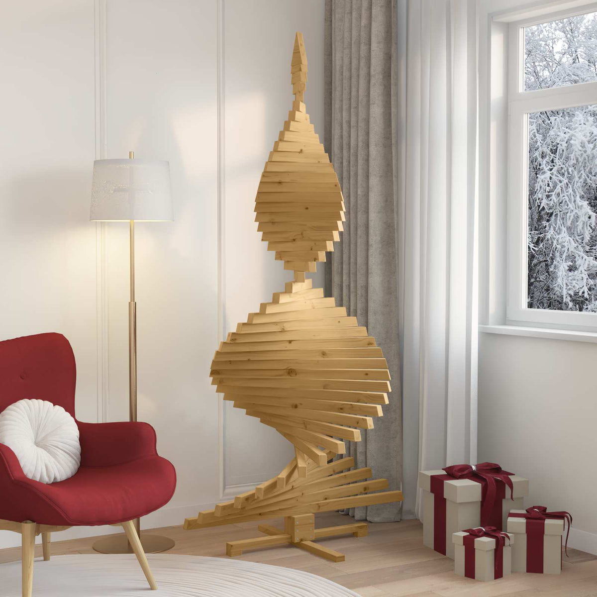 Christmas Trees with Stand Brown 210 cm Solid pine wood