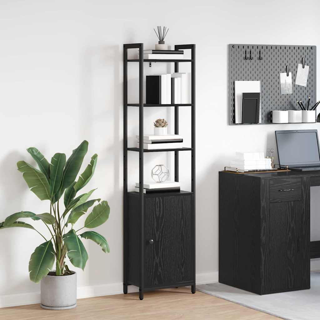 Book Cabinet Black Oak 40 x 24 x 161 cm Engineered Wood