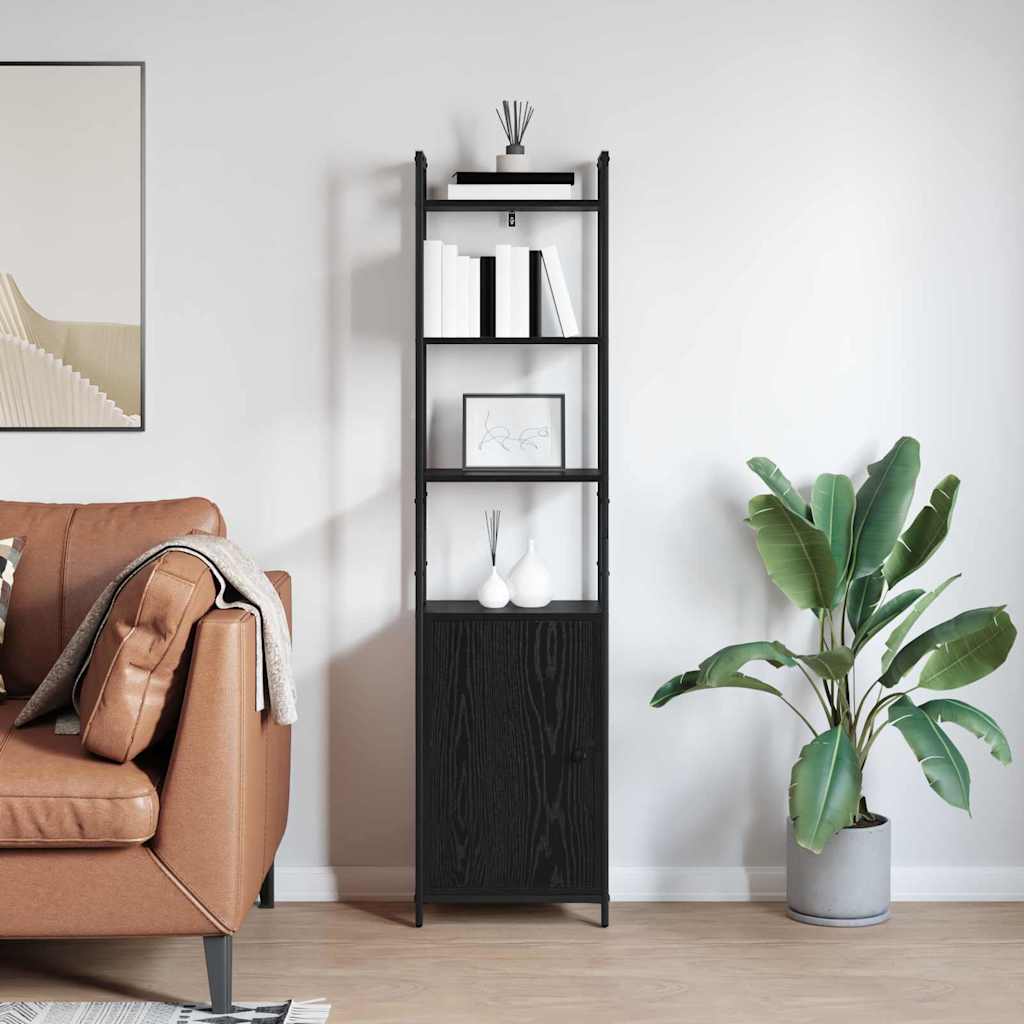 Book Cabinet Black Oak 40 x 24 x 161 cm Engineered Wood