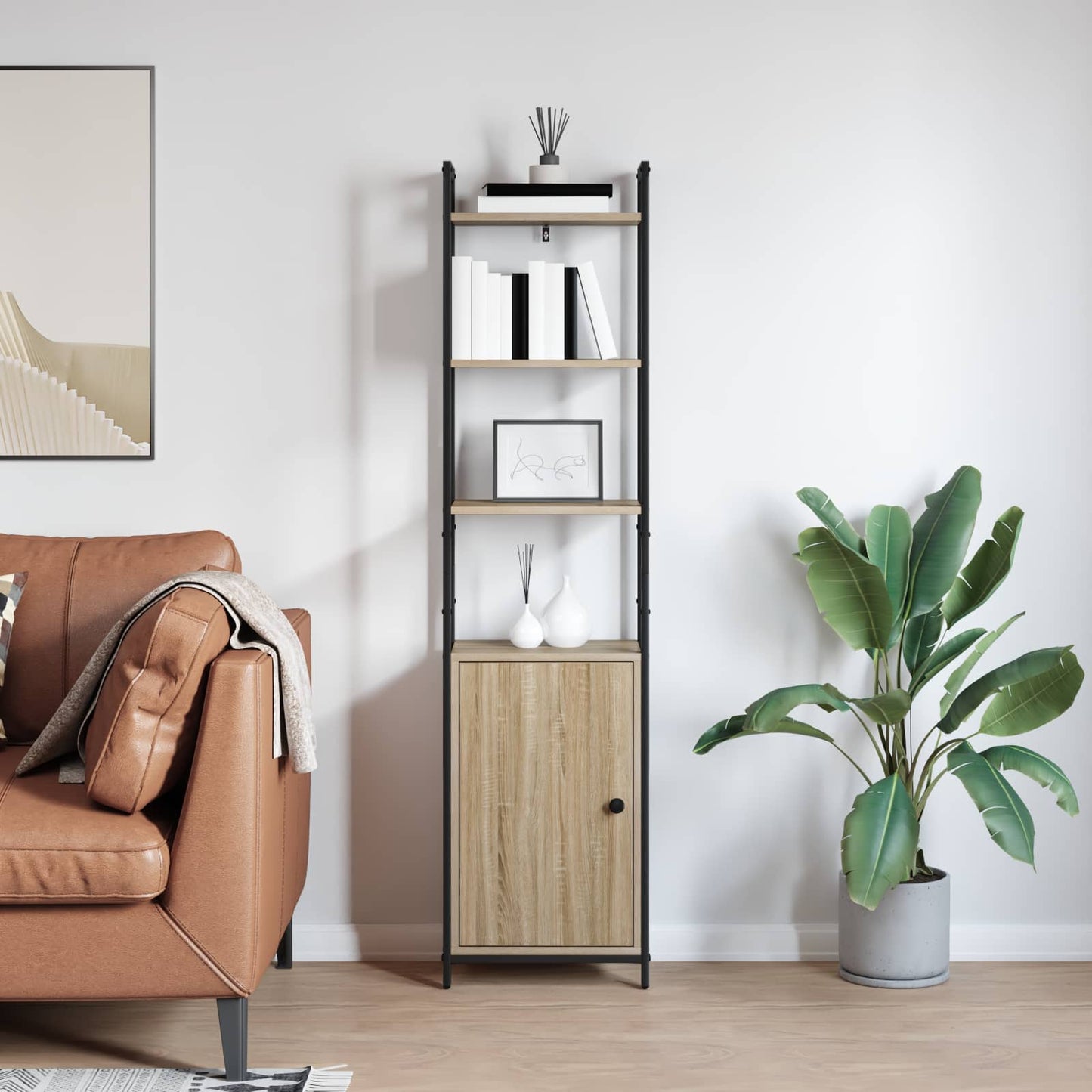 Book Cabinet Sonoma Oak 40 x 24 x 161 cm Engineered Wood