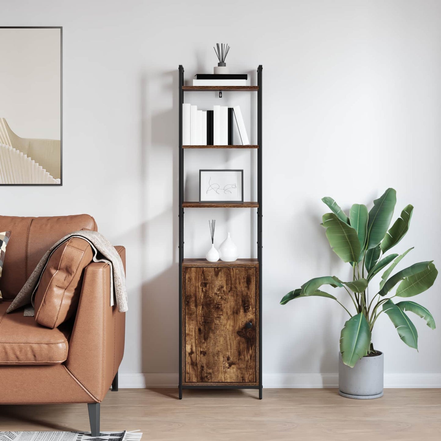 Book Cabinet Smoked Oak 40 x 24 x 161 cm Engineered Wood