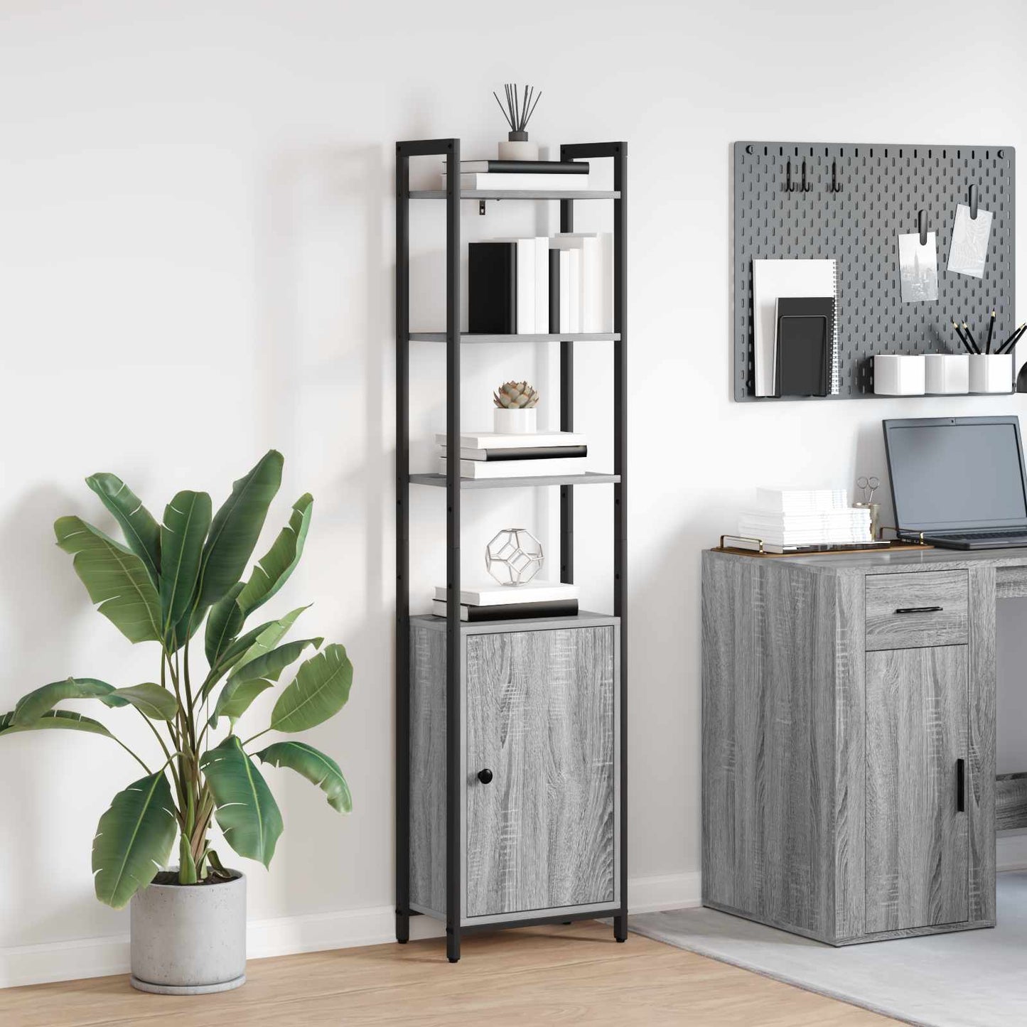 Book Cabinet Grey Sonoma 40 x 24 x 161 cm Engineered Wood