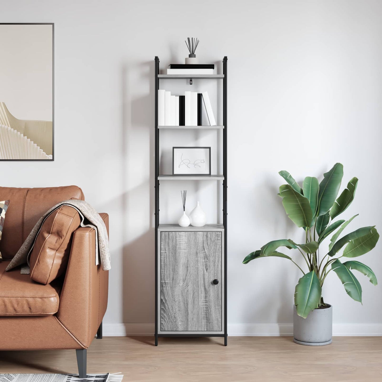 Book Cabinet Grey Sonoma 40 x 24 x 161 cm Engineered Wood