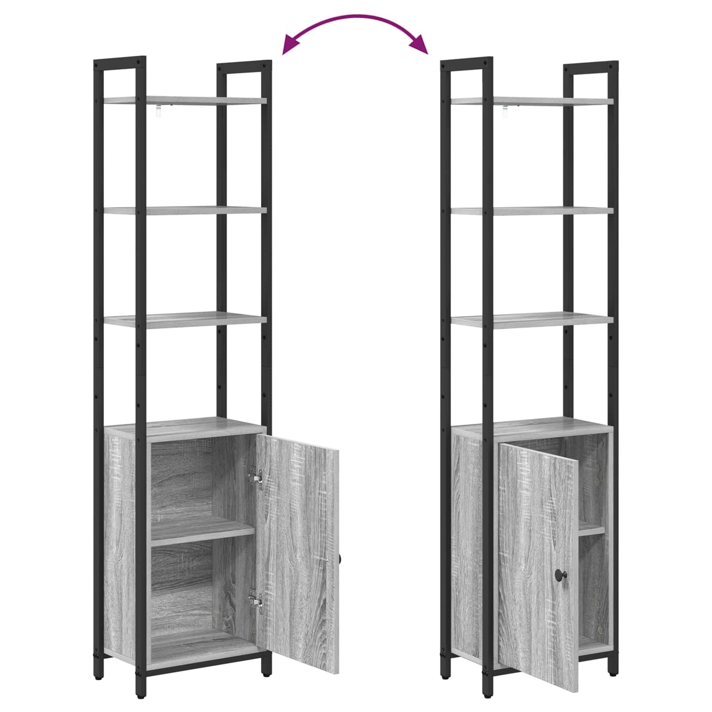 Book Cabinet Grey Sonoma 40 x 24 x 161 cm Engineered Wood