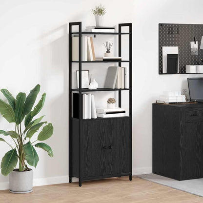 Book Cabinet Black Oak 60 x 24 x 161 cm Engineered Wood