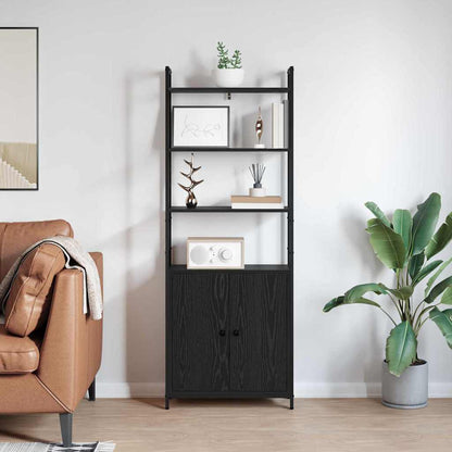 Book Cabinet Black Oak 60 x 24 x 161 cm Engineered Wood