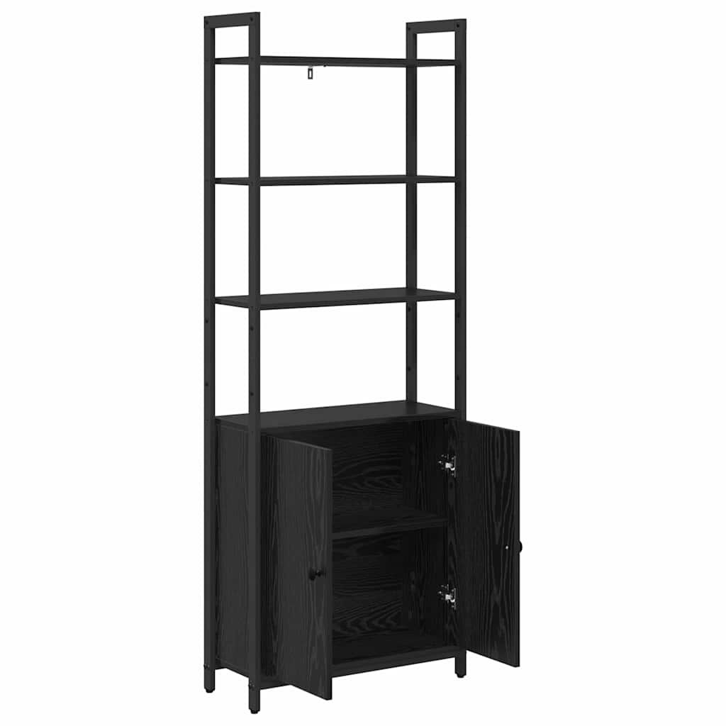 Book Cabinet Black Oak 60 x 24 x 161 cm Engineered Wood