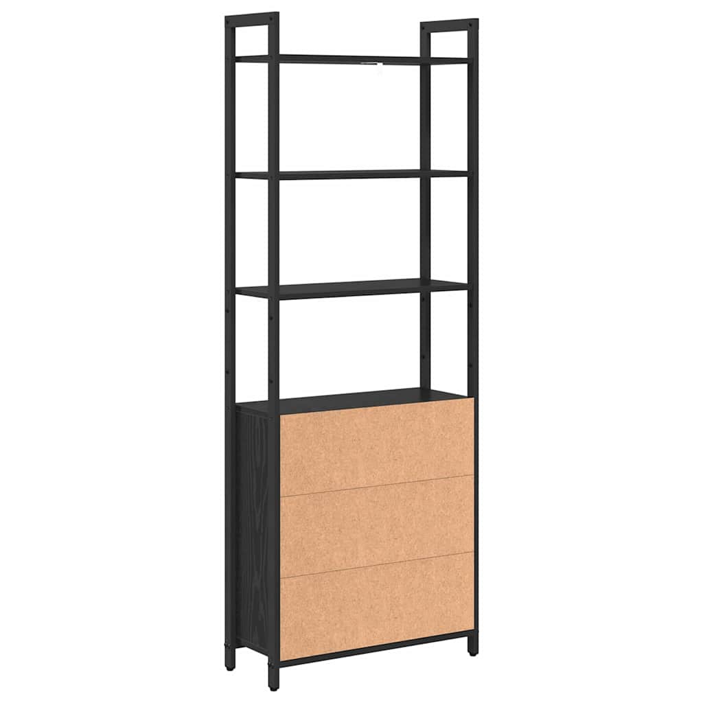 Book Cabinet Black Oak 60 x 24 x 161 cm Engineered Wood
