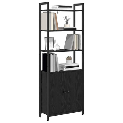 Book Cabinet Black Oak 60 x 24 x 161 cm Engineered Wood