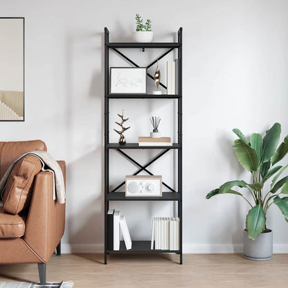 Bookshelf 5-Tier 56 x 34 x 171 cm Engineered Wood Black Oak