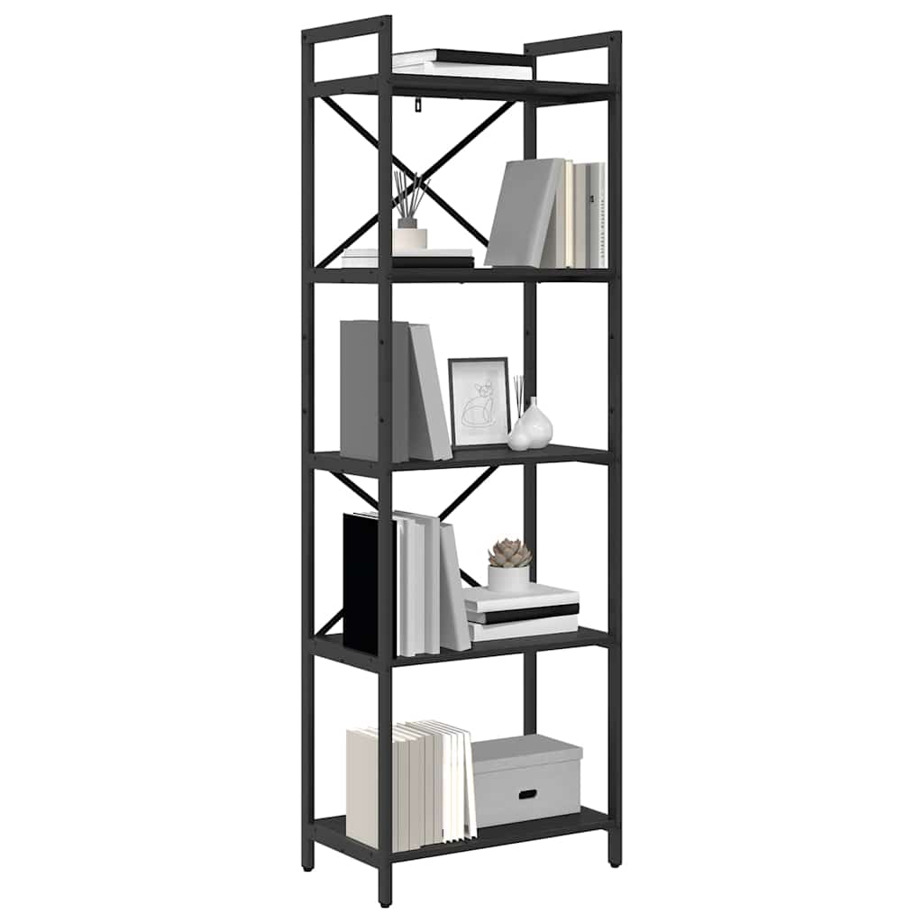 Bookshelf 5-Tier 56 x 34 x 171 cm Engineered Wood Black Oak