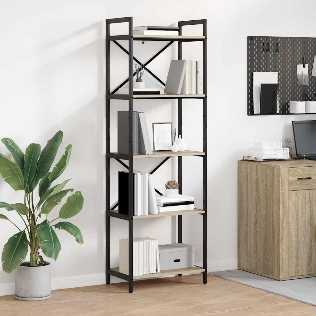 Bookshelf 5-Tier 56 x 34 x 171 cm Engineered Wood Sonoma Oak
