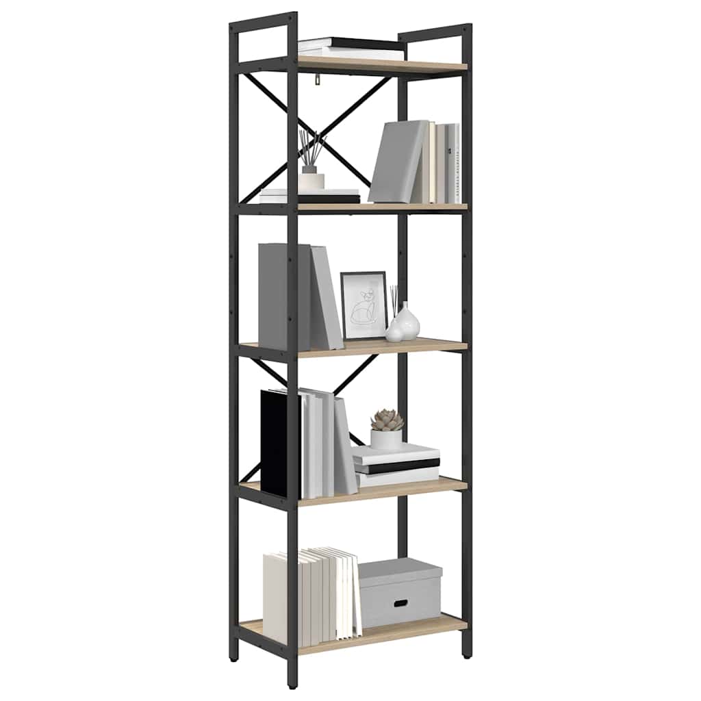 Bookshelf 5-Tier 56 x 34 x 171 cm Engineered Wood Sonoma Oak