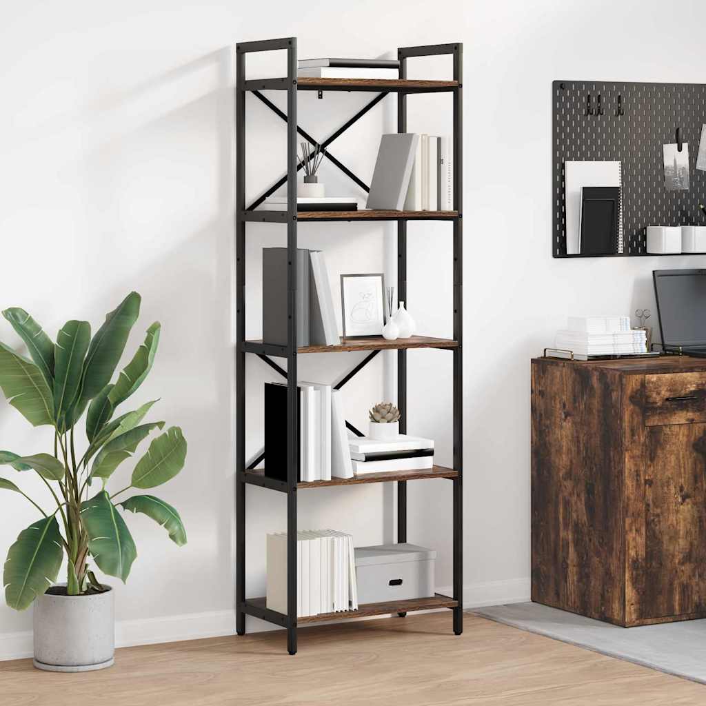 Bookshelf 5-Tier 56 x 34 x 171 cm Engineered Wood Smoked Oak