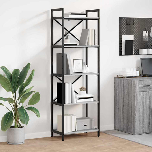 Bookshelf 5-Tier 56 x 34 x 171 cm Engineered Wood Grey Sonoma