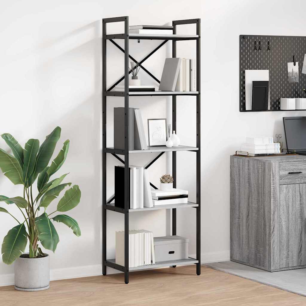 Bookshelf 5-Tier 56 x 34 x 171 cm Engineered Wood Grey Sonoma