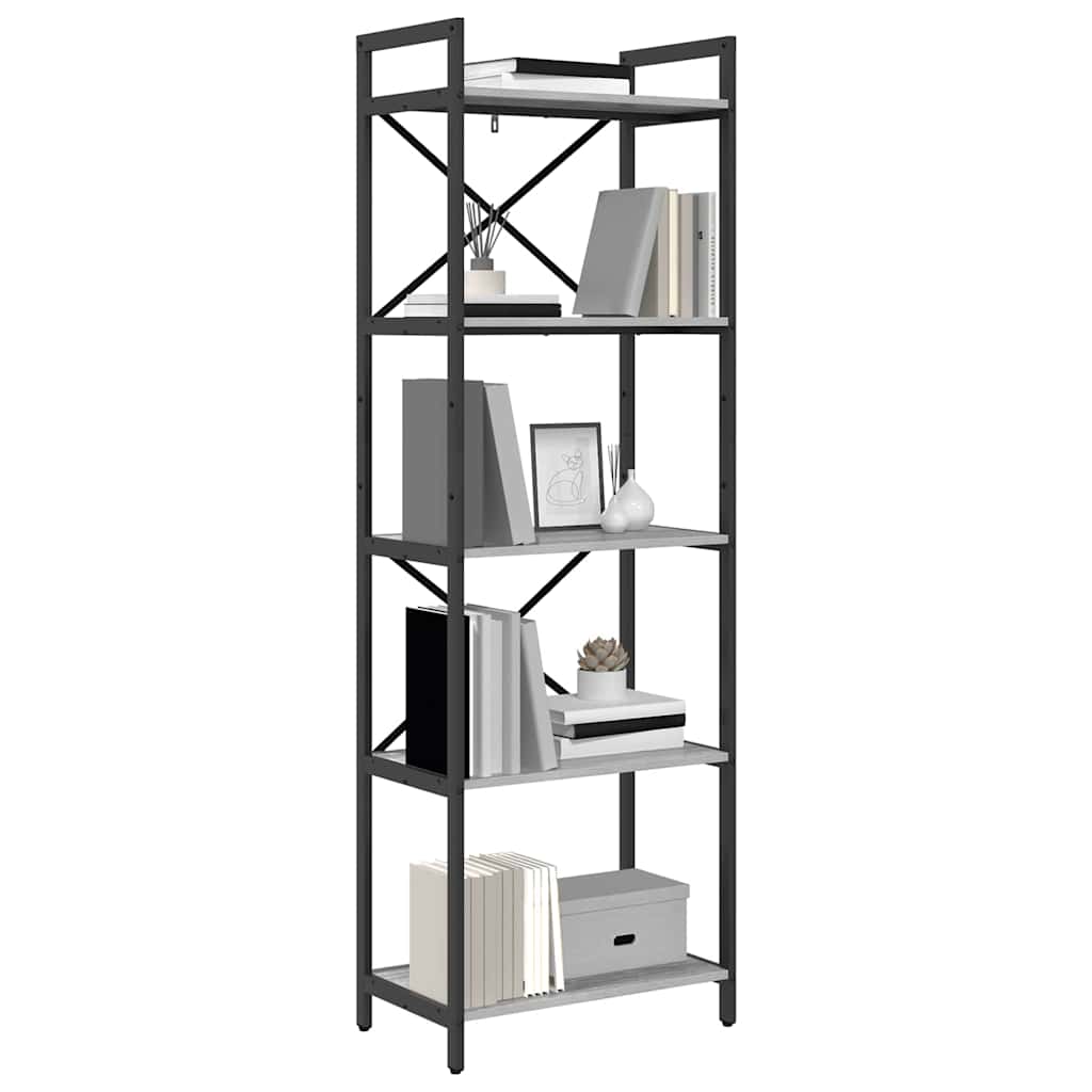 Bookshelf 5-Tier 56 x 34 x 171 cm Engineered Wood Grey Sonoma