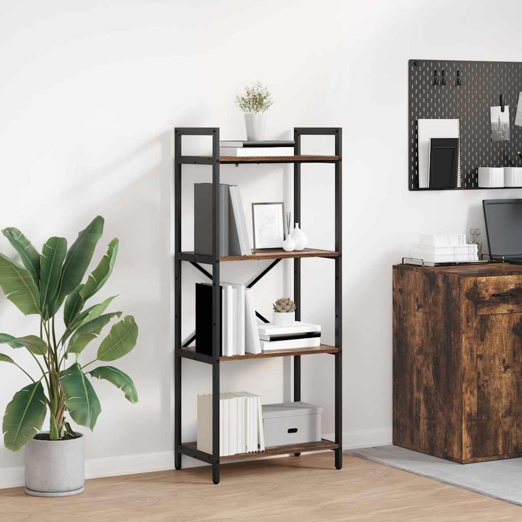 Bookshelf 4-Tier 56 x 34 x 133.5 cm Engineered Wood Smoked Oak