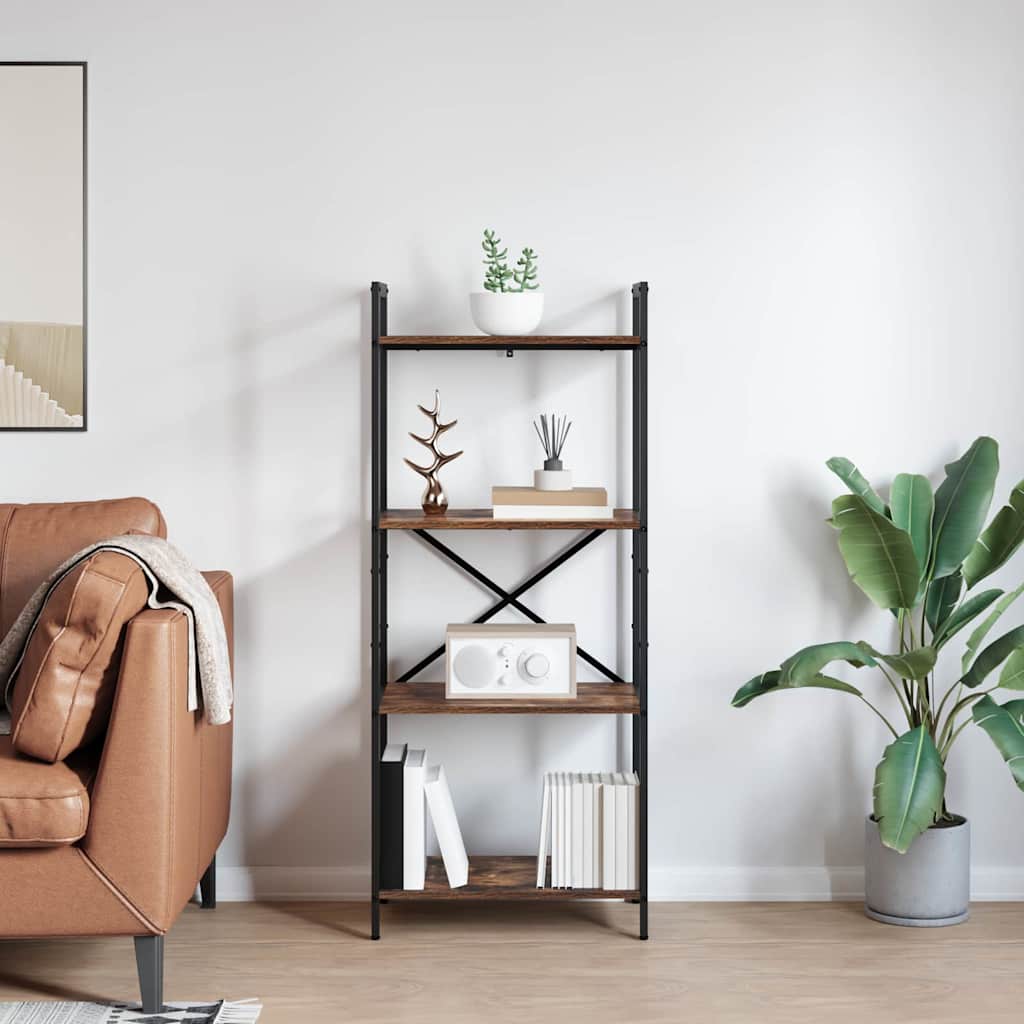 Bookshelf 4-Tier 56 x 34 x 133.5 cm Engineered Wood Smoked Oak