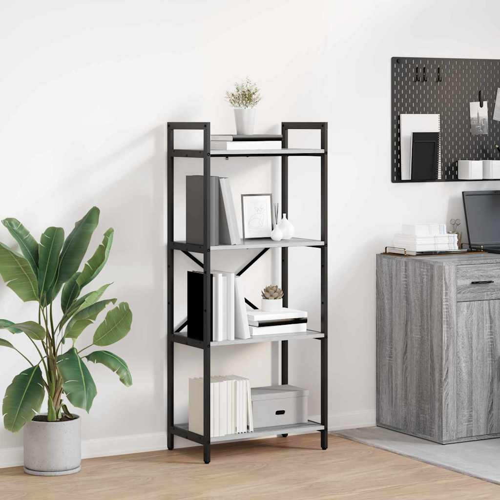 Bookshelf Grey Sonoma 56 x 34 x 133.5 cm Engineered Wood