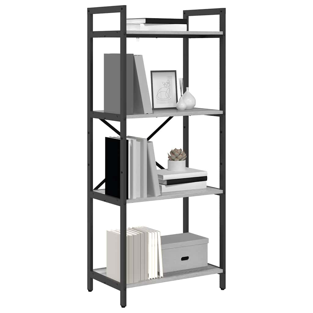 Bookshelf 4-Tier 56 x 34 x 133.5 cm Engineered Wood Grey Sonoma