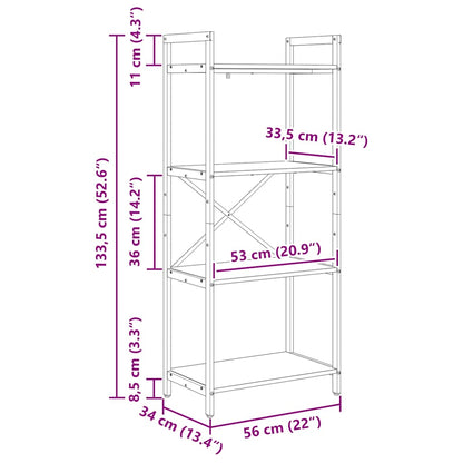 Bookshelf Grey Sonoma 56 x 34 x 133.5 cm Engineered Wood