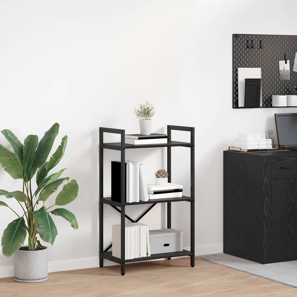 Bookshelf 3-Tier 56 x 34 x 96 cm Engineered Wood Black Oak