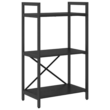 Bookshelf 3-Tier 56 x 34 x 96 cm Engineered Wood Black Oak