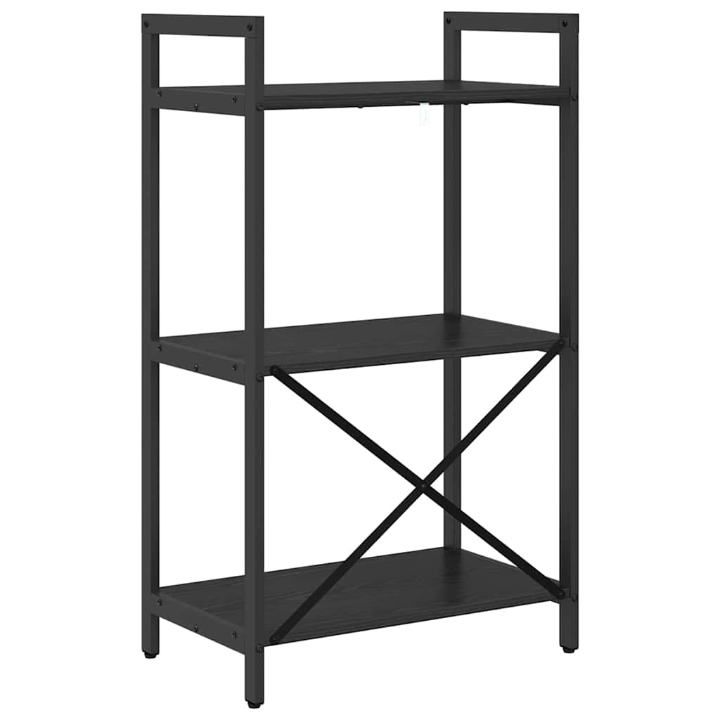 Bookshelf 3-Tier 56 x 34 x 96 cm Engineered Wood Black Oak