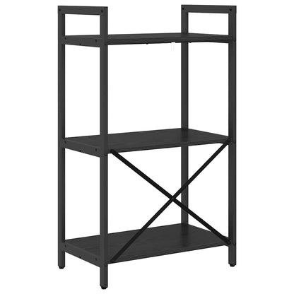 Bookshelf 3-Tier 56 x 34 x 96 cm Engineered Wood Black Oak