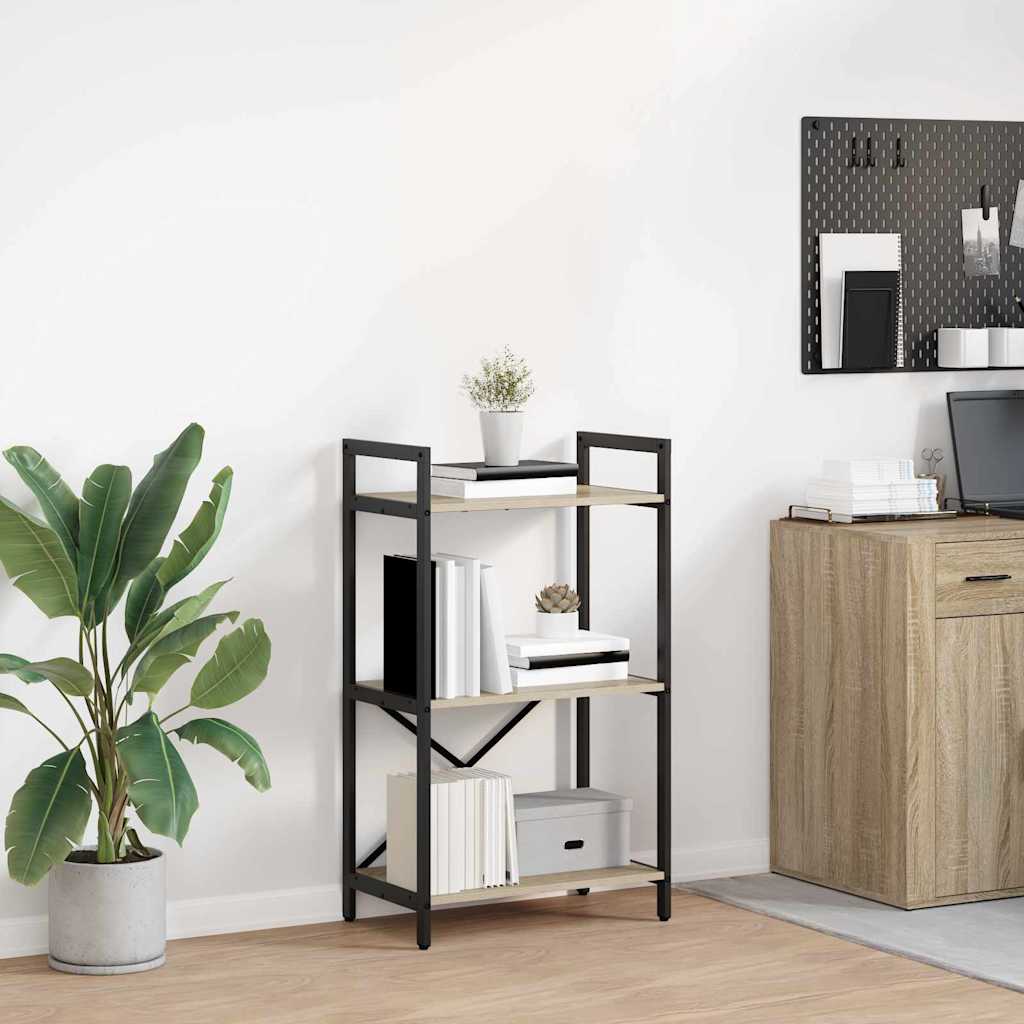 Bookshelf 3-Tier 56 x 34 x 96 cm Engineered Wood Sonoma Oak
