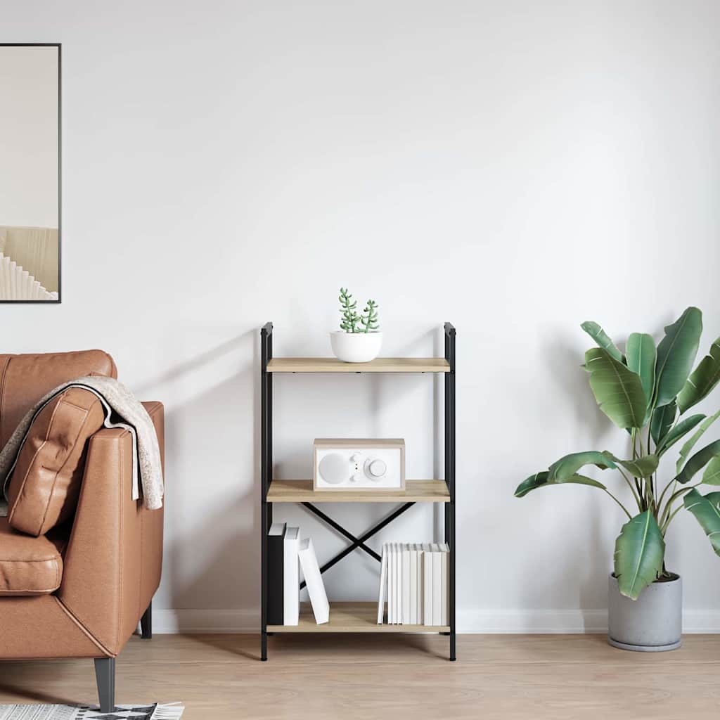 Bookshelf 3-Tier 56 x 34 x 96 cm Engineered Wood Sonoma Oak