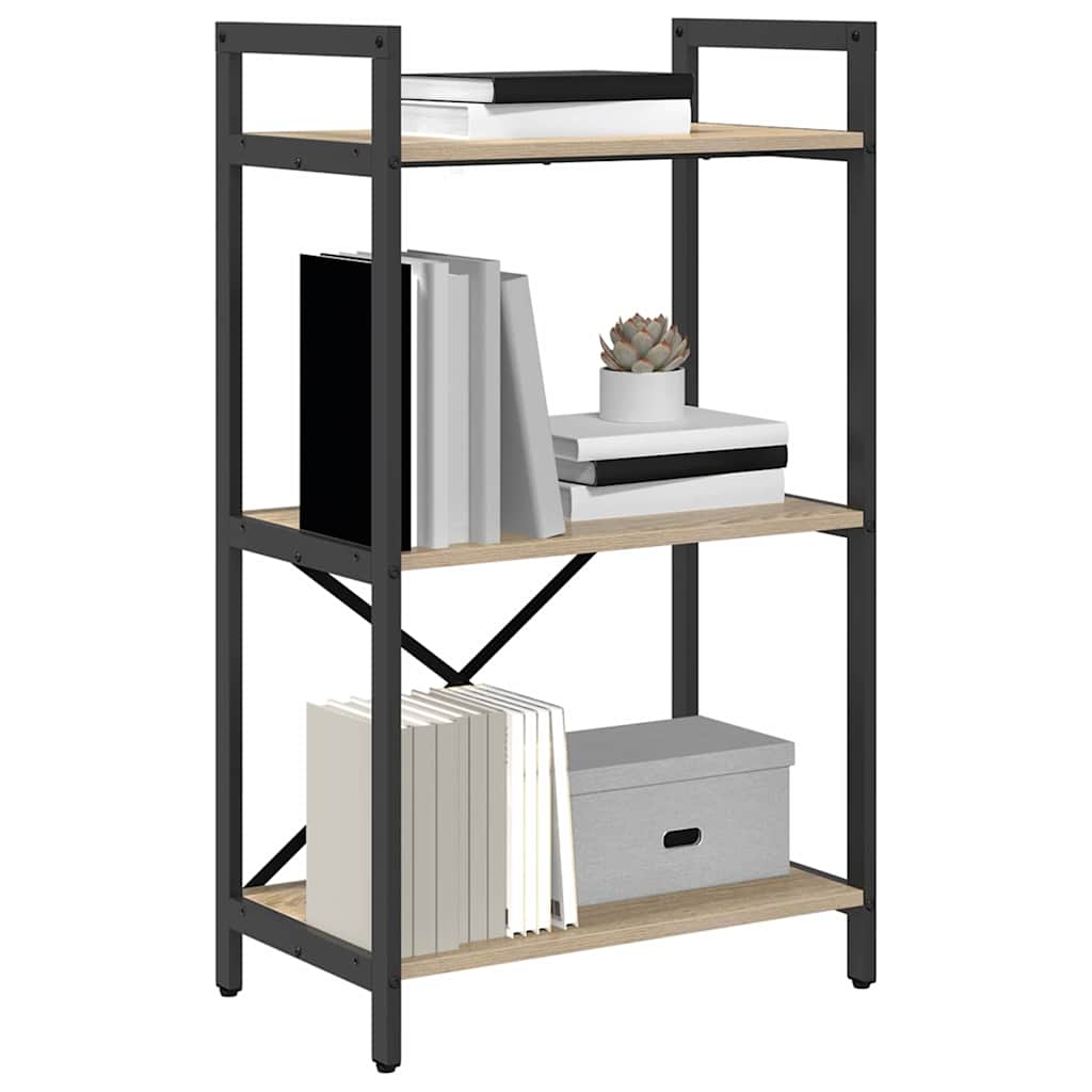 Bookshelf 3-Tier 56 x 34 x 96 cm Engineered Wood Sonoma Oak