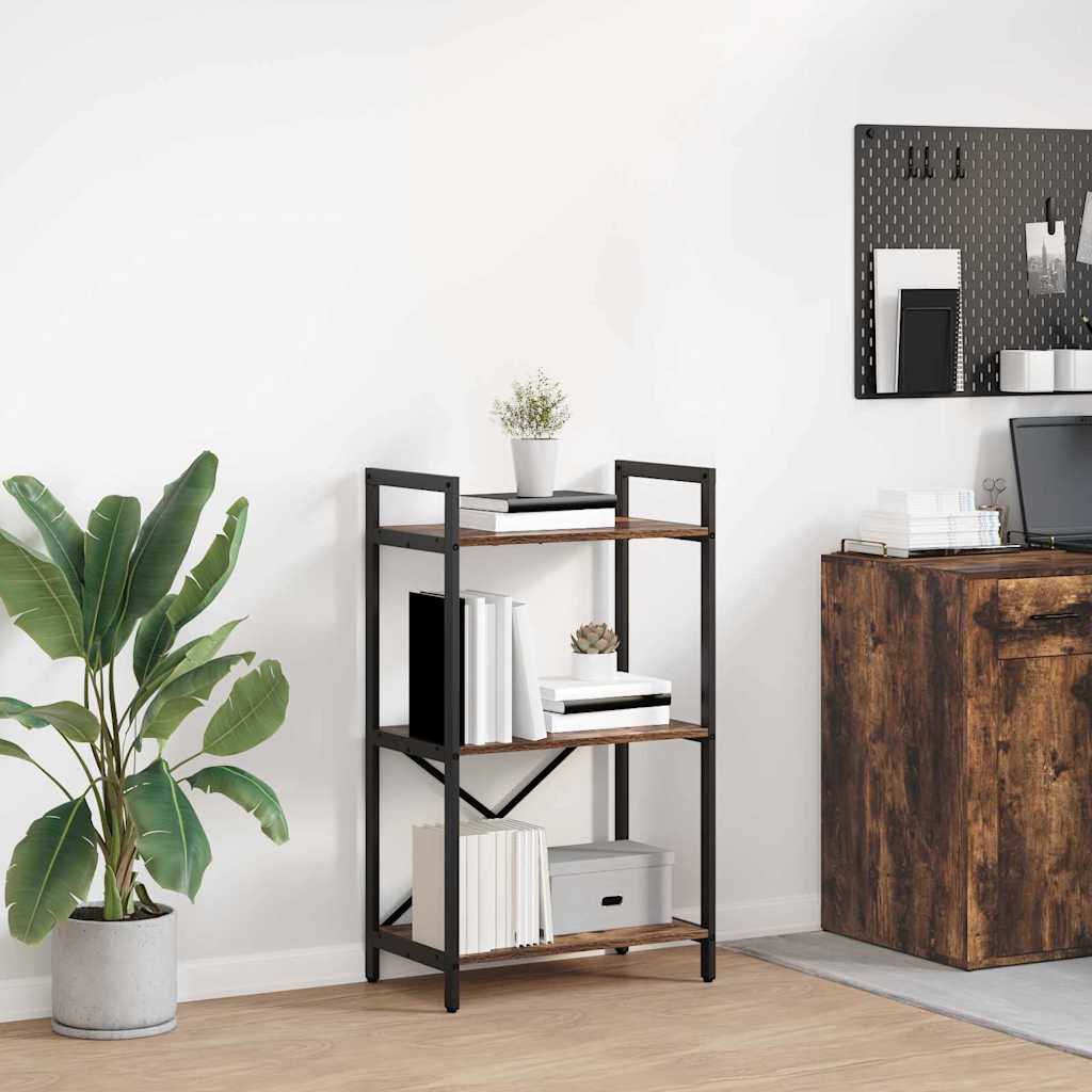 Bookshelf 3-Tier 56 x 34 x 96 cm Engineered Wood Smoked Oak