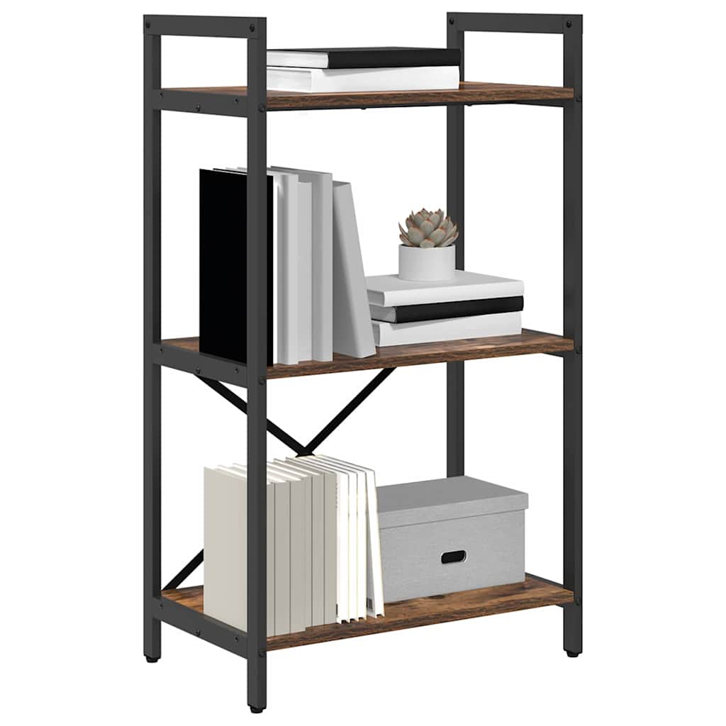 Bookshelf 3-Tier 56 x 34 x 96 cm Engineered Wood Smoked Oak