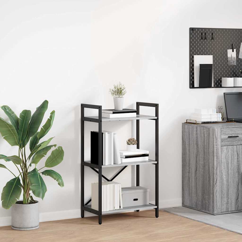 Bookshelf 3-Tier 56 x 34 x 96 cm Engineered Wood Grey Sonoma