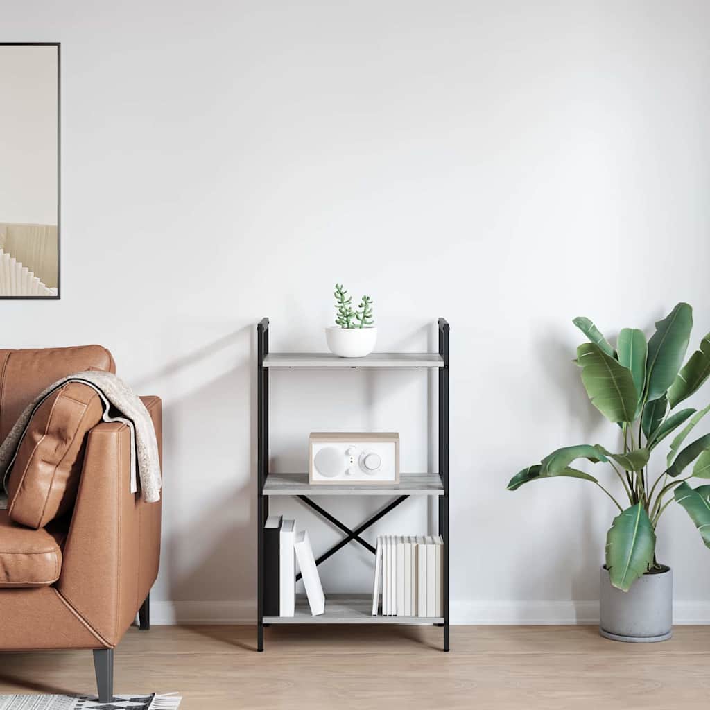 Bookshelf 3-Tier 56 x 34 x 96 cm Engineered Wood Grey Sonoma
