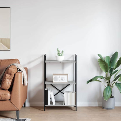 Bookshelf 3-Tier 56 x 34 x 96 cm Engineered Wood Grey Sonoma